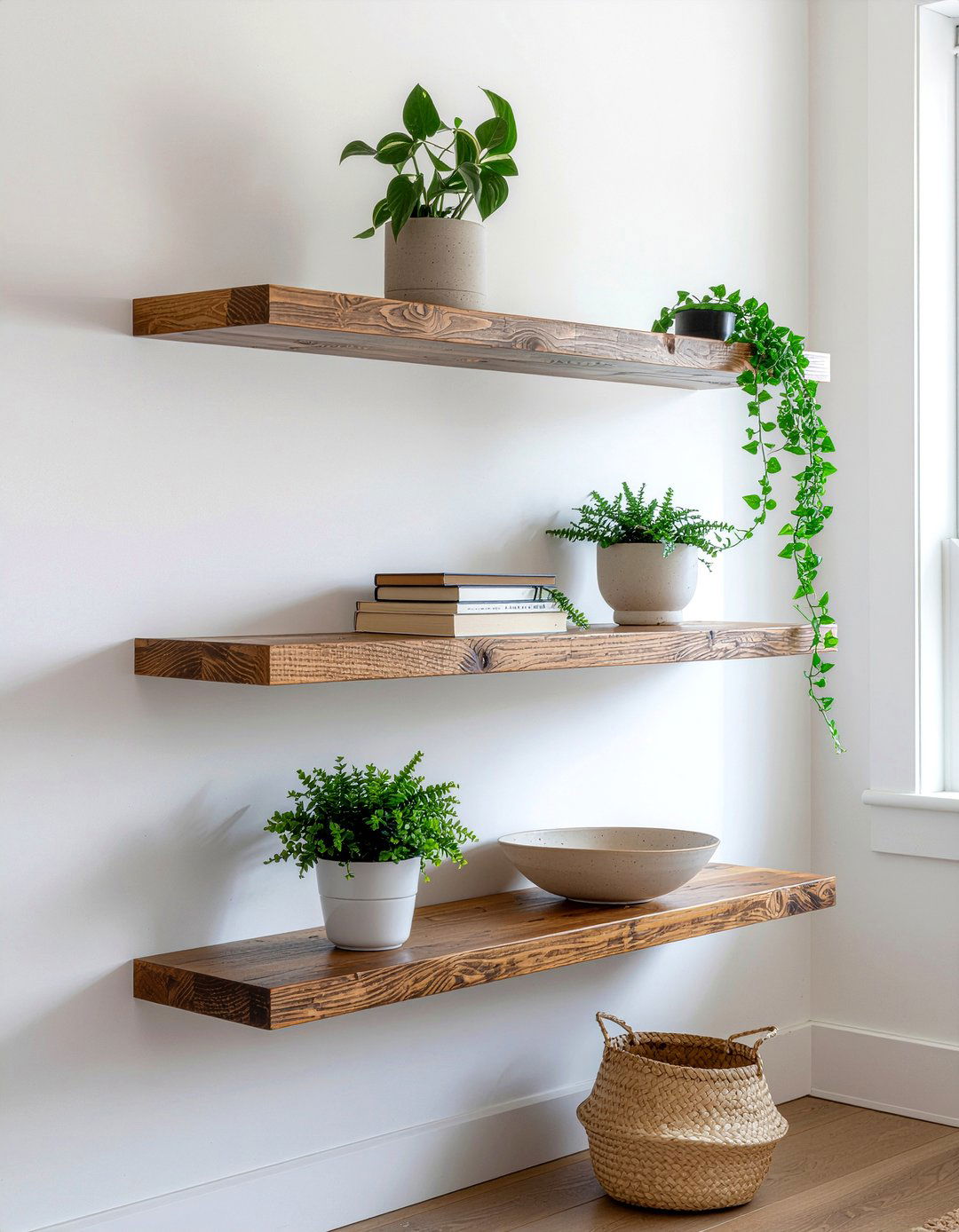 Floating Wall Shelves - 30 living room Scandinavian furniture ideas