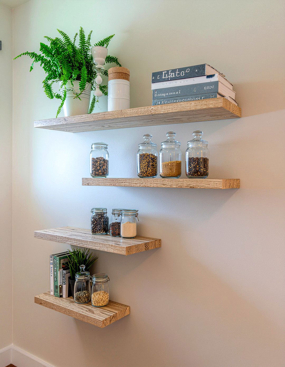 Floating Wall Shelves - 30 low cost kitchen makeover ideas