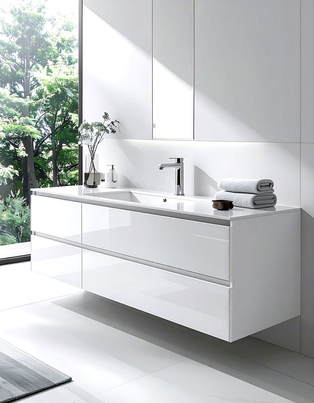 Floating White Bathroom Cabinet - 30 white bathroom furniture ideas