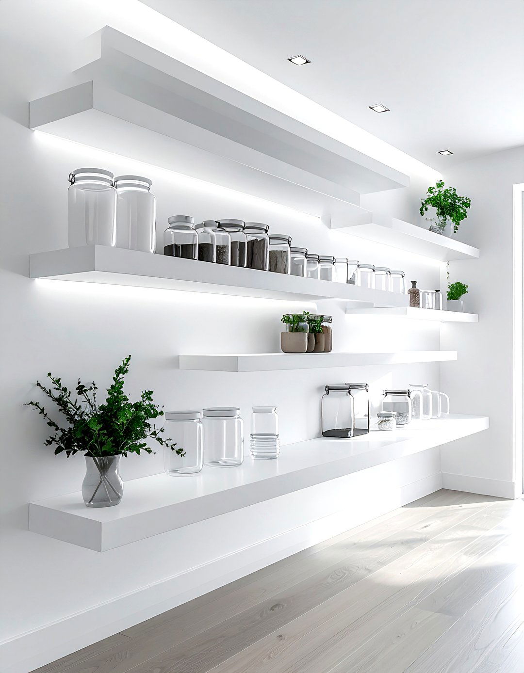 Floating White Shelves - 30 laundry room shelving ideas