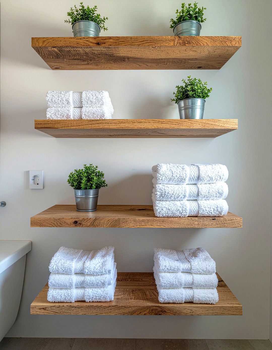 Floating Wood Bathroom Shelves - 30 bathroom millwork ideas