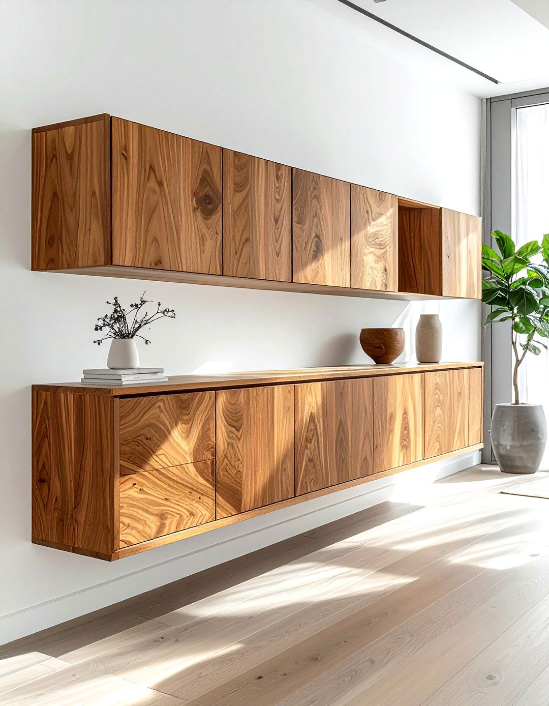 Floating Wood Buffet Cabinet - 30 wood buffet dining room ideas