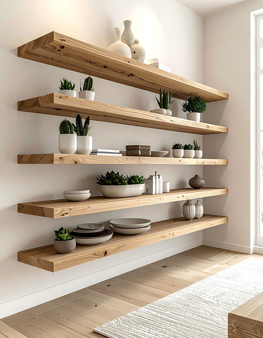 Floating Wood Corner Shelves - 30 dining room corner shelving ideas