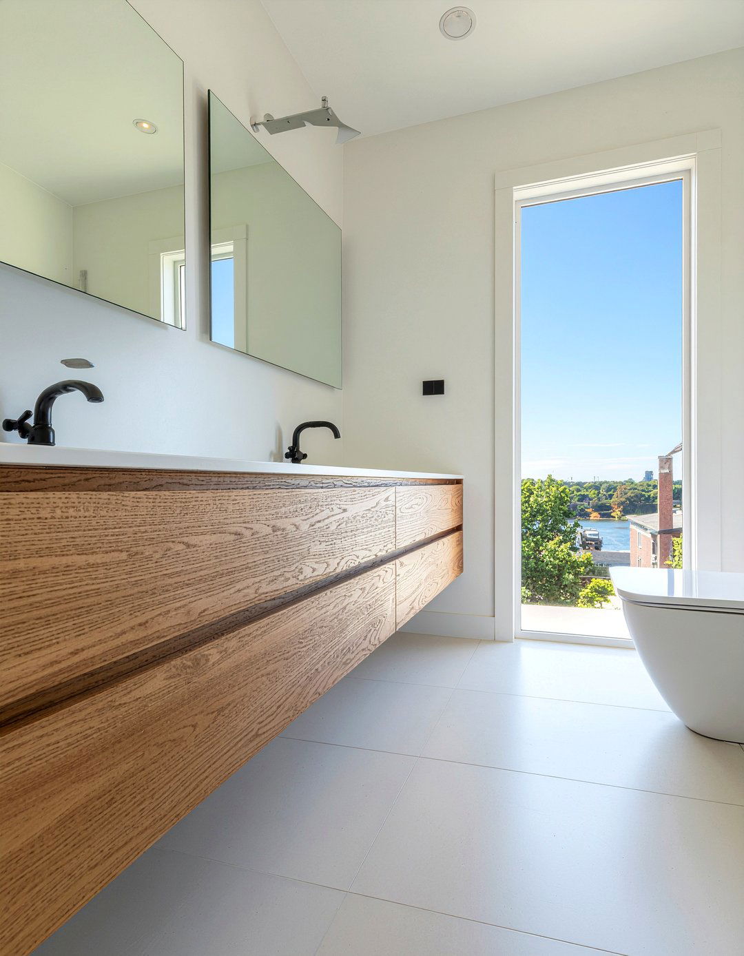 Floating Wood Double Vanity - 30 master bathroom double vanity ideas