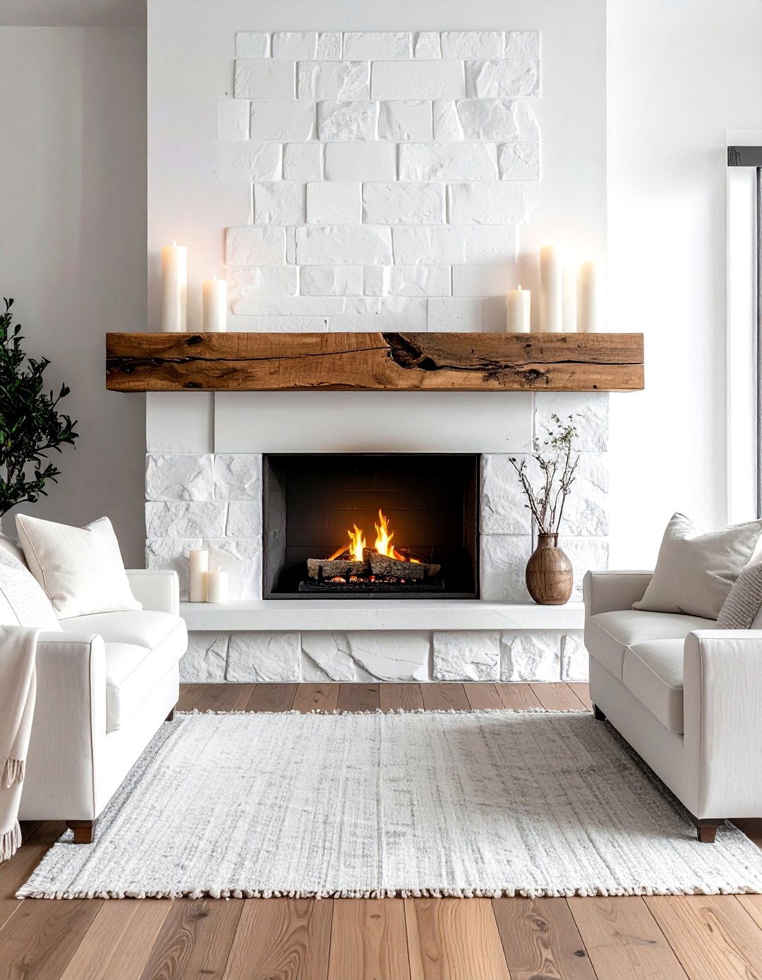 Floating Wood Mantel - 30 warm decor ideas