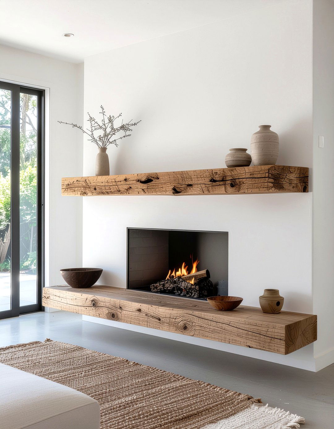 Floating Wood Mantel - 30 fireplace surround ideas