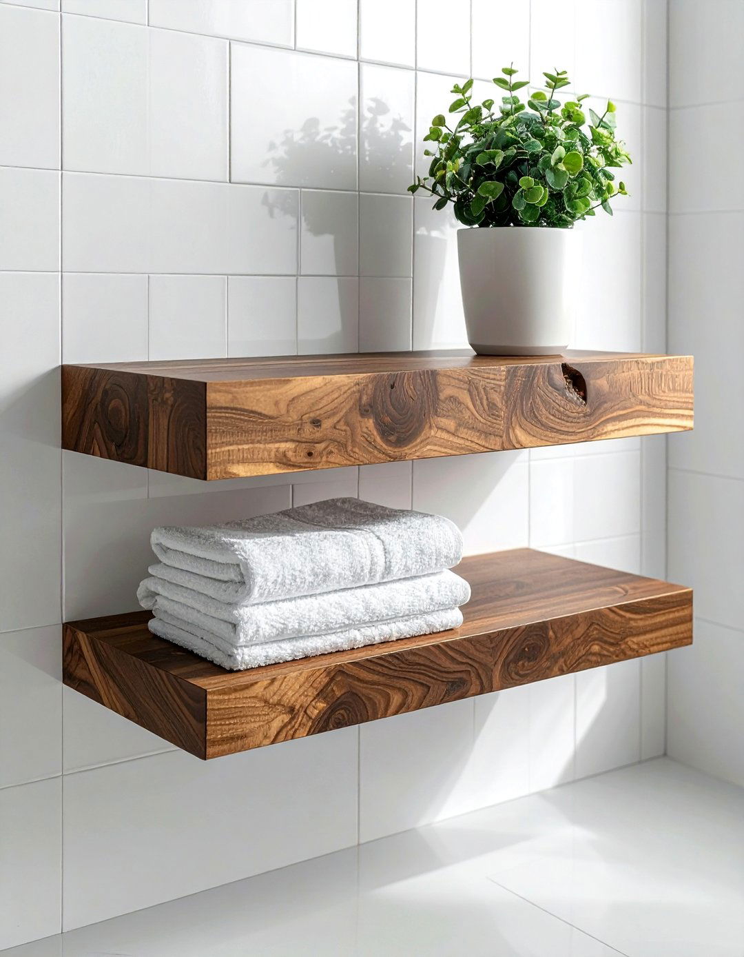 Floating Wood Shelf - 30 bathroom vanity accent ideas