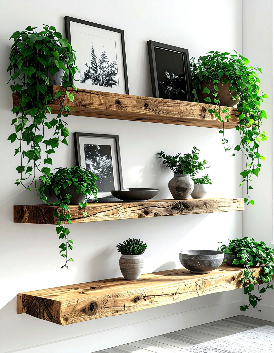 Floating Wood Shelf - 30 living room cabinet ideas
