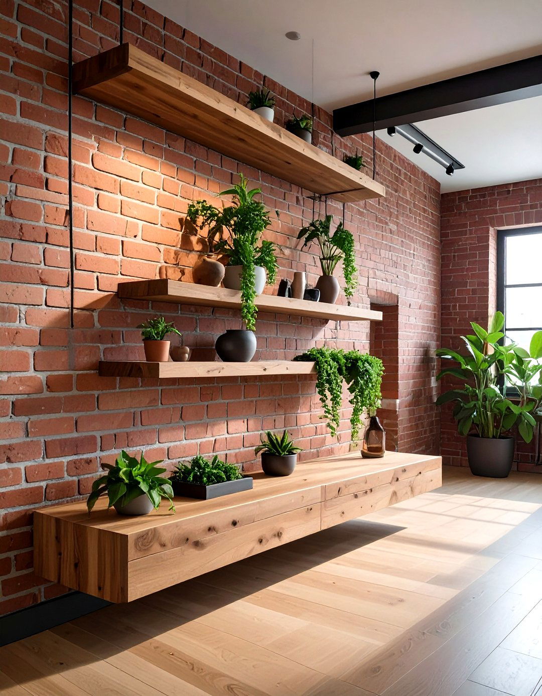 Floating Wood Shelf - 30 loft living room ideas