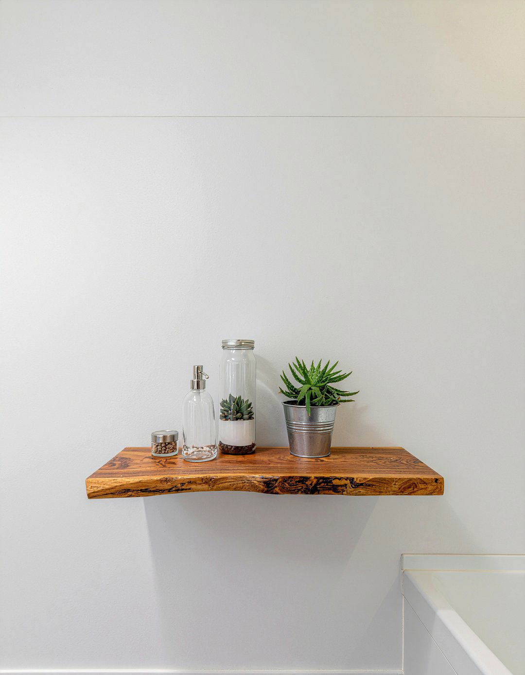 Floating Wood Shelf - 30 small bathroom remodel ideas