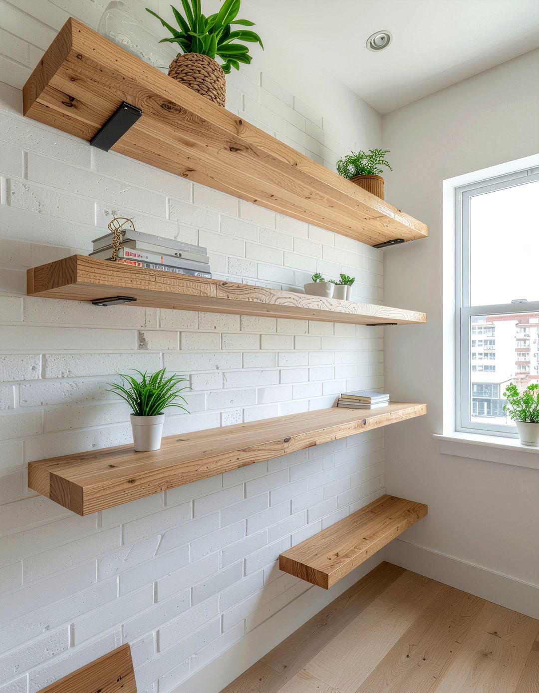 Floating Wood Shelves - 30 warehouse bedroom ideas