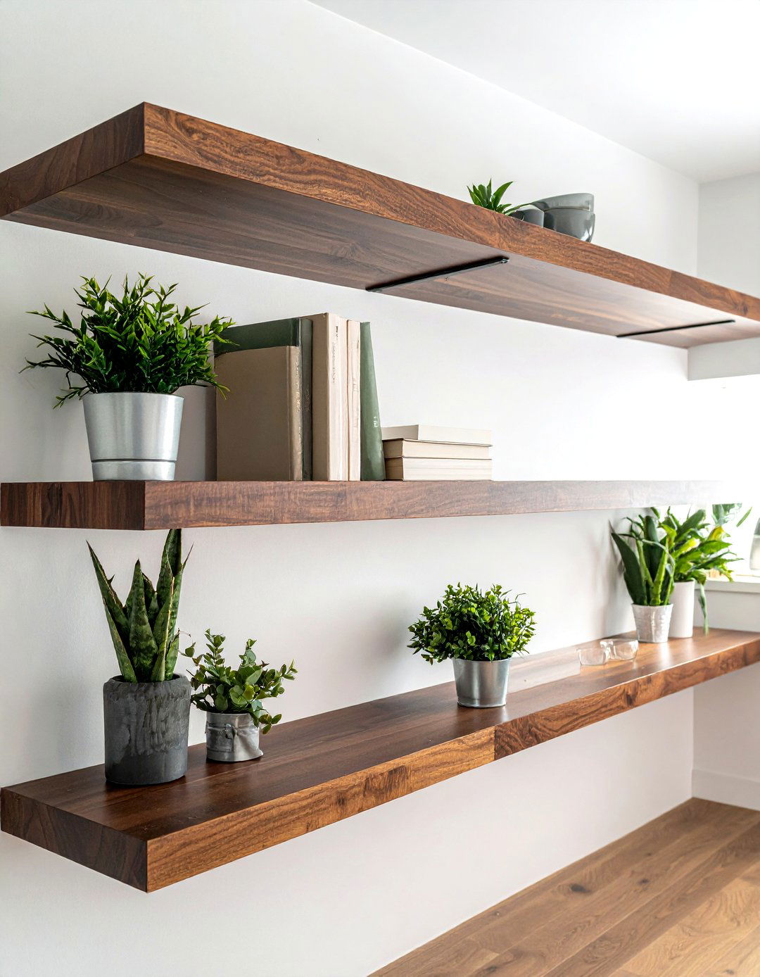 Floating Wood Shelves - 30 weekend kitchen project ideas