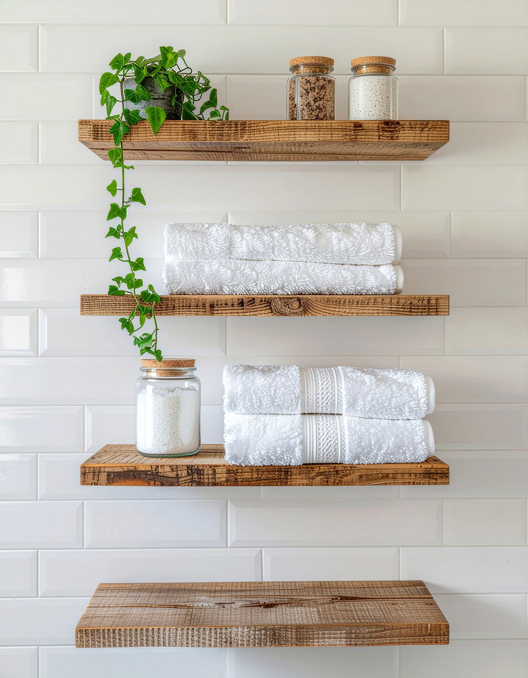 Floating Wood Shelves - 30 bathroom shelf ideas