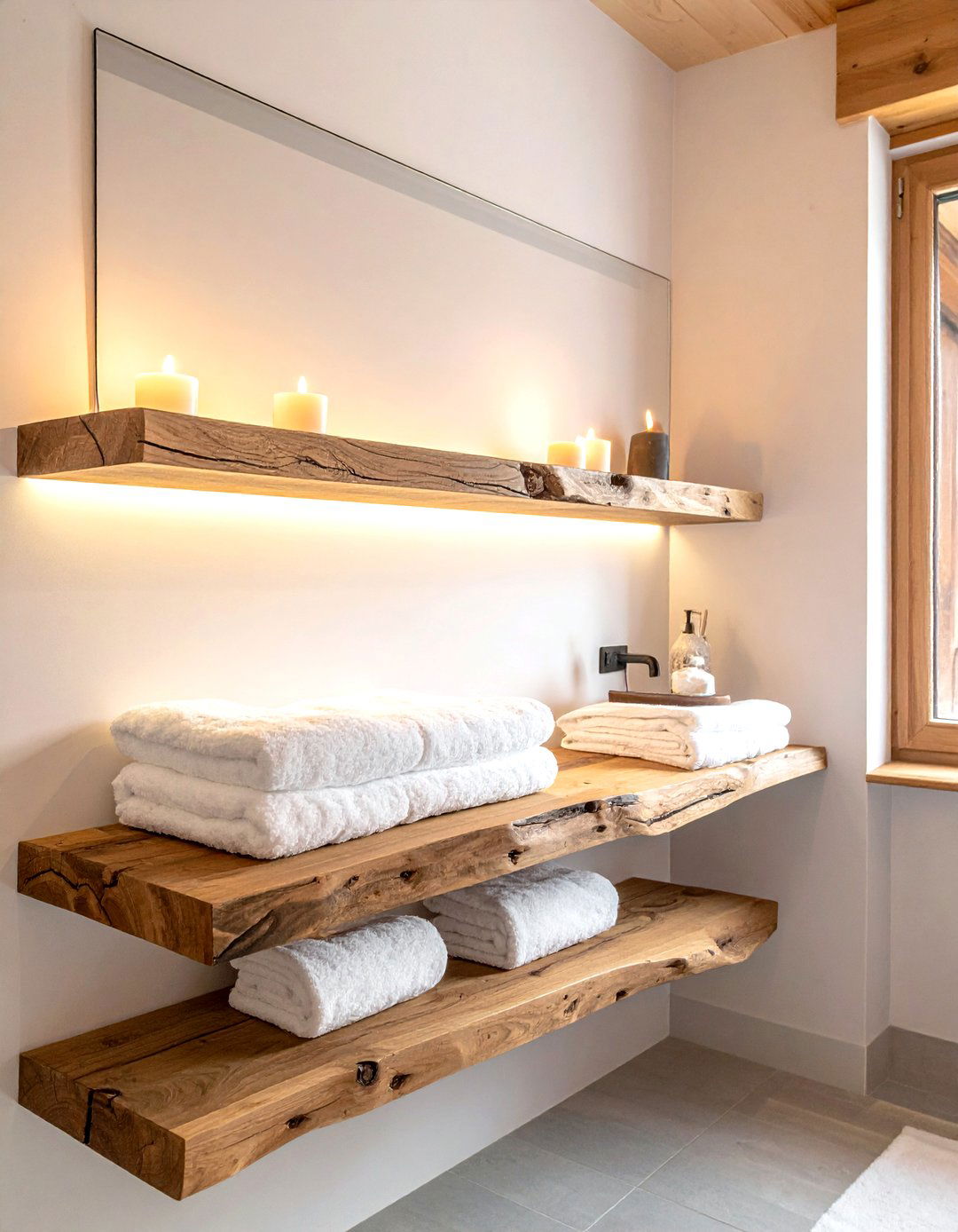 Floating Wood Shelves - 30 chalet bathroom ideas