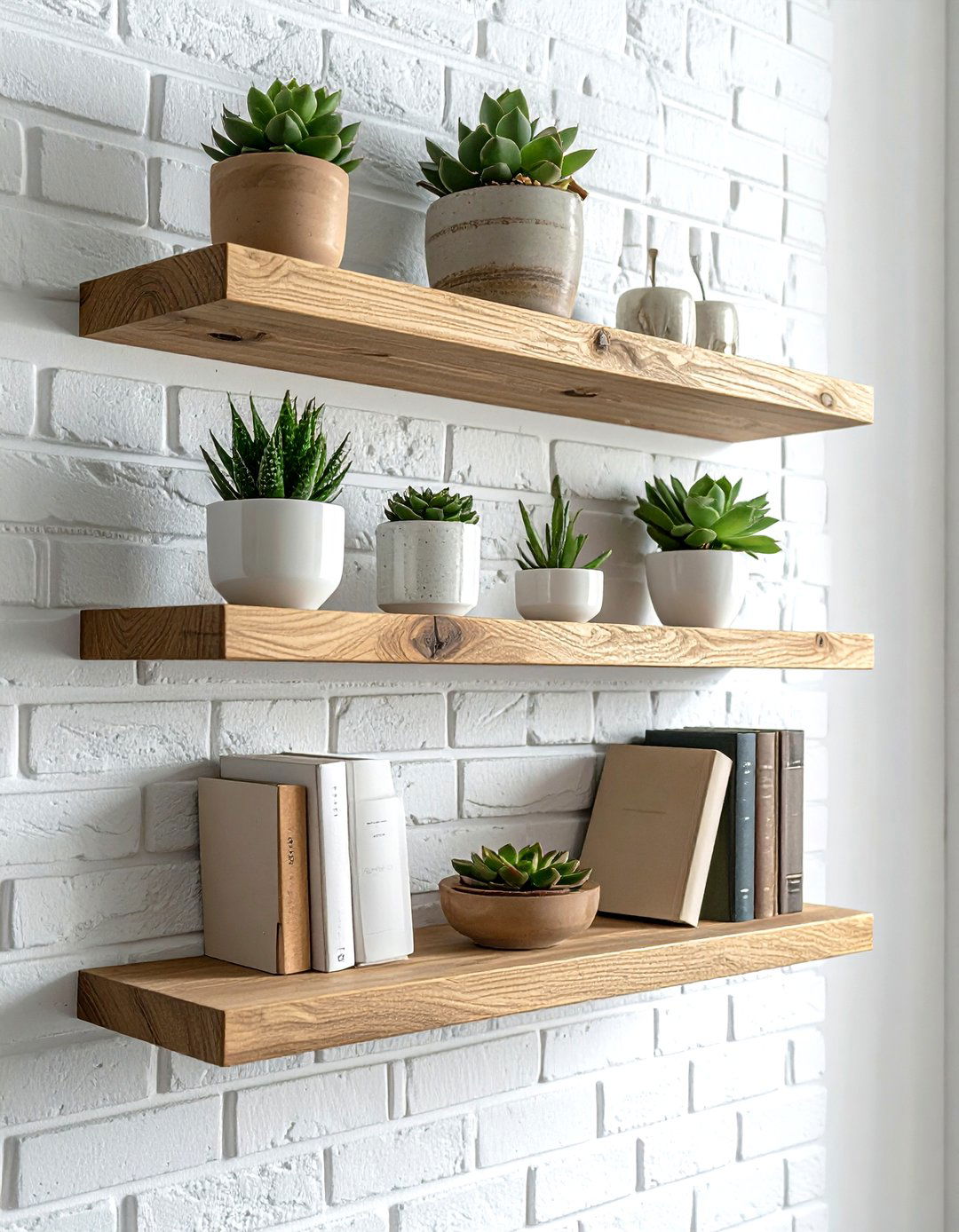 Floating Wood Shelves - 30 cheap decor ideas