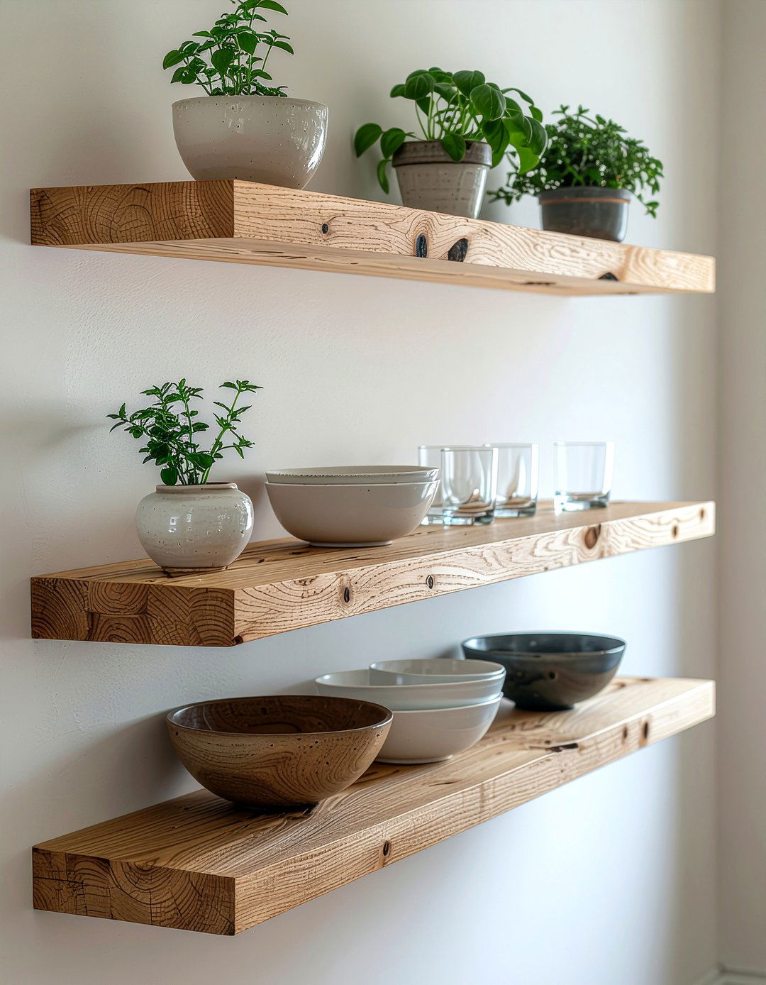 Floating Wood Shelves - 30 DIY dining room decor ideas