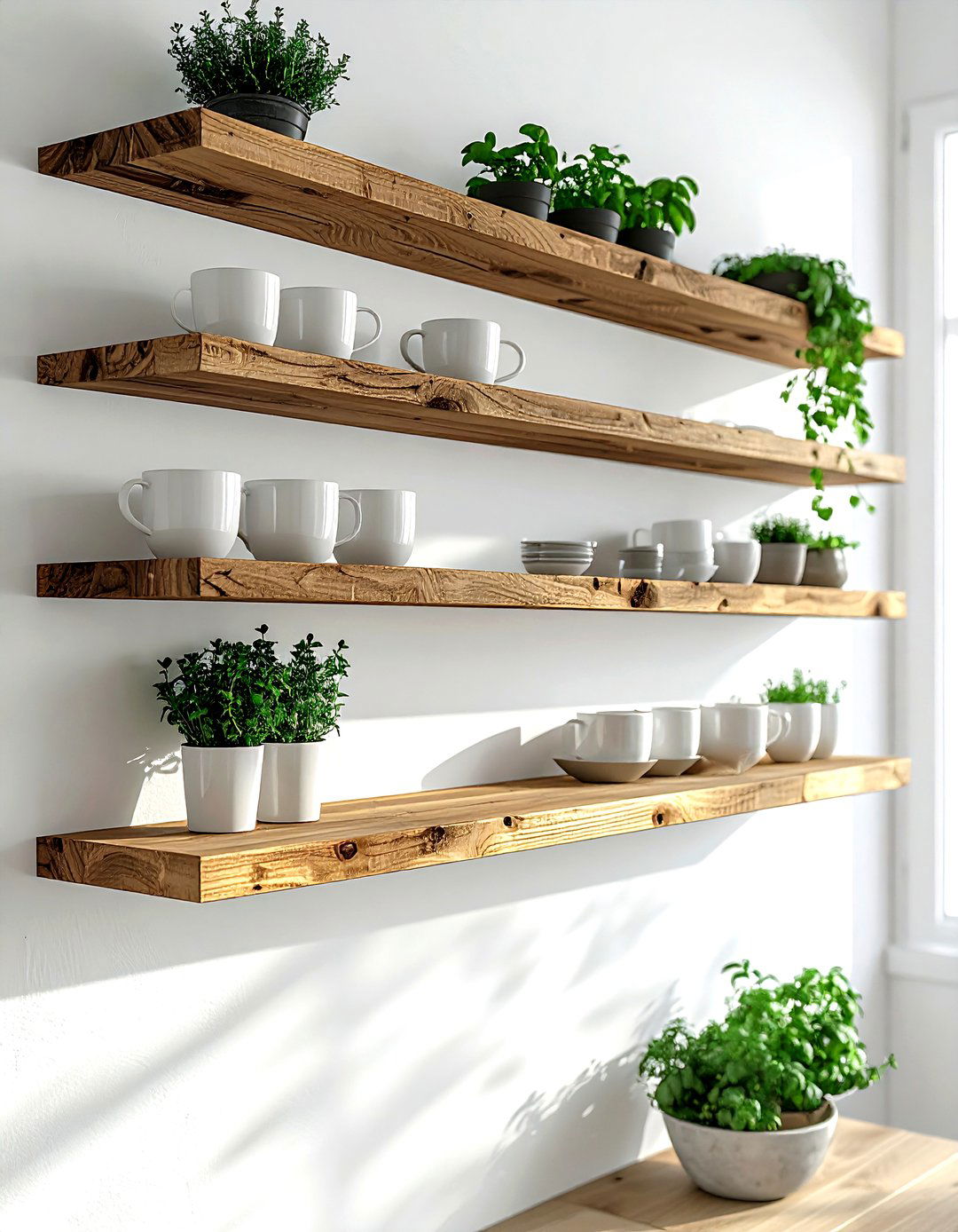 Floating Wood Shelves - 30 functional kitchen ideas