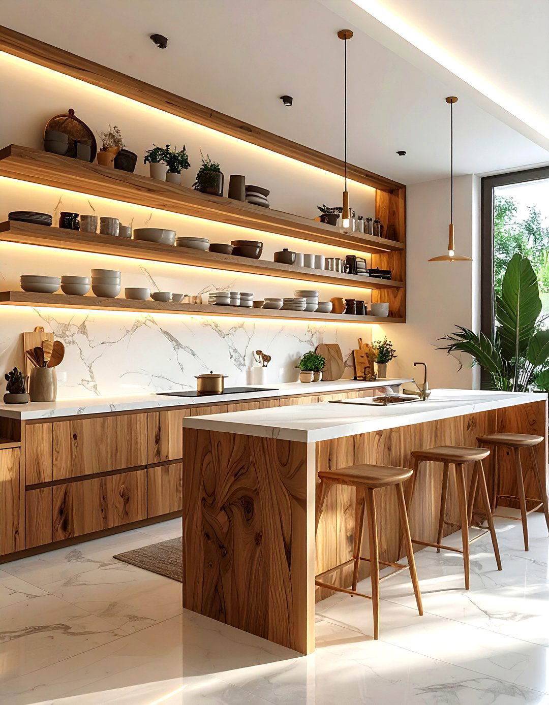 Floating Wood Shelves - 30 high-end kitchen ideas