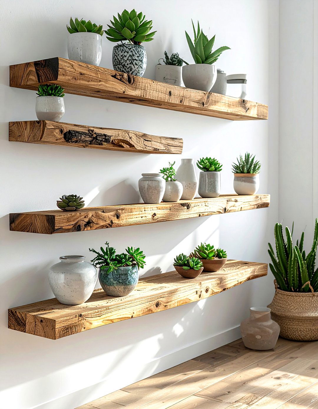 Floating Wood Shelves - 30 inexpensive decor ideas
