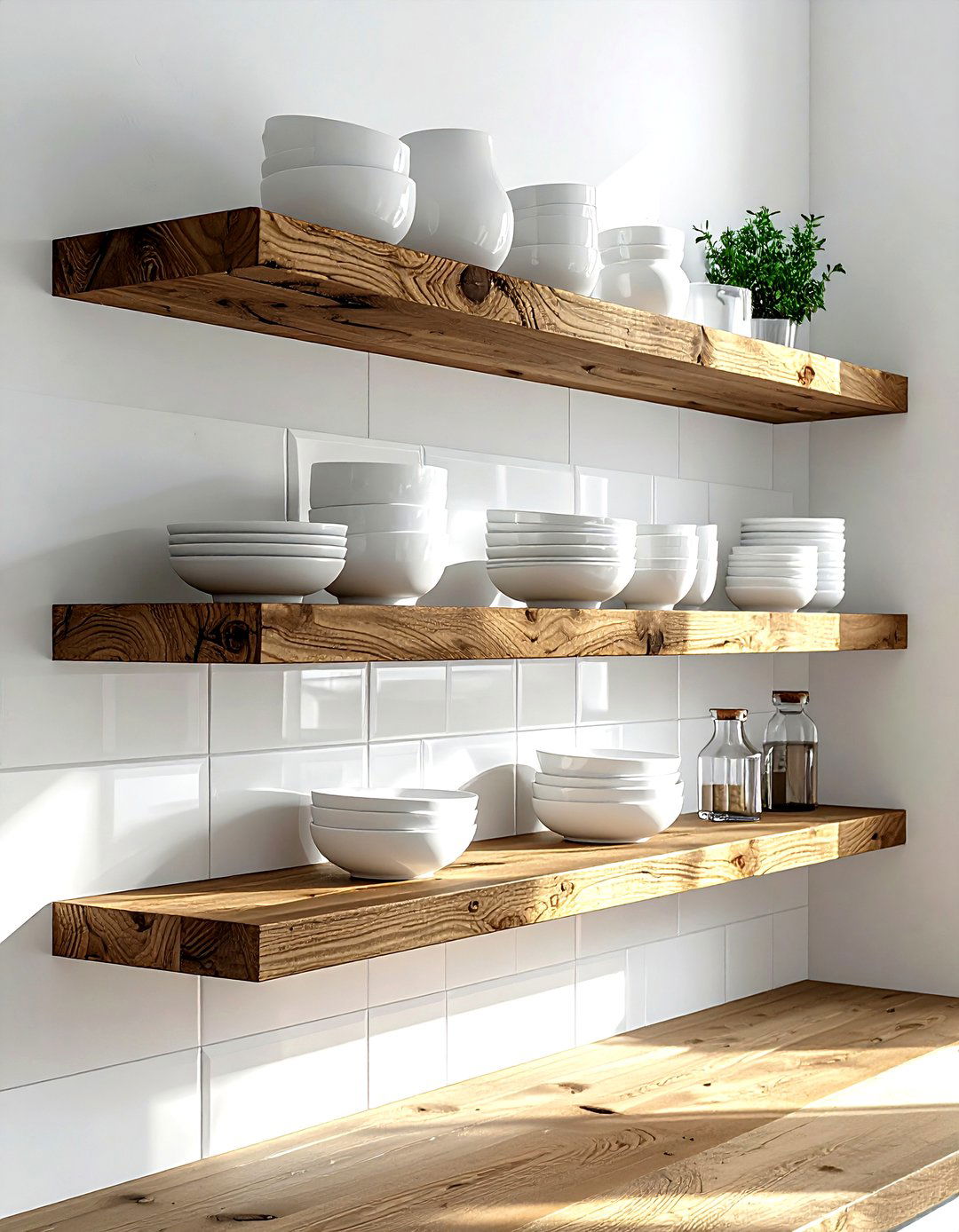 Floating Wood Shelves - 30 kitchen inspiration ideas