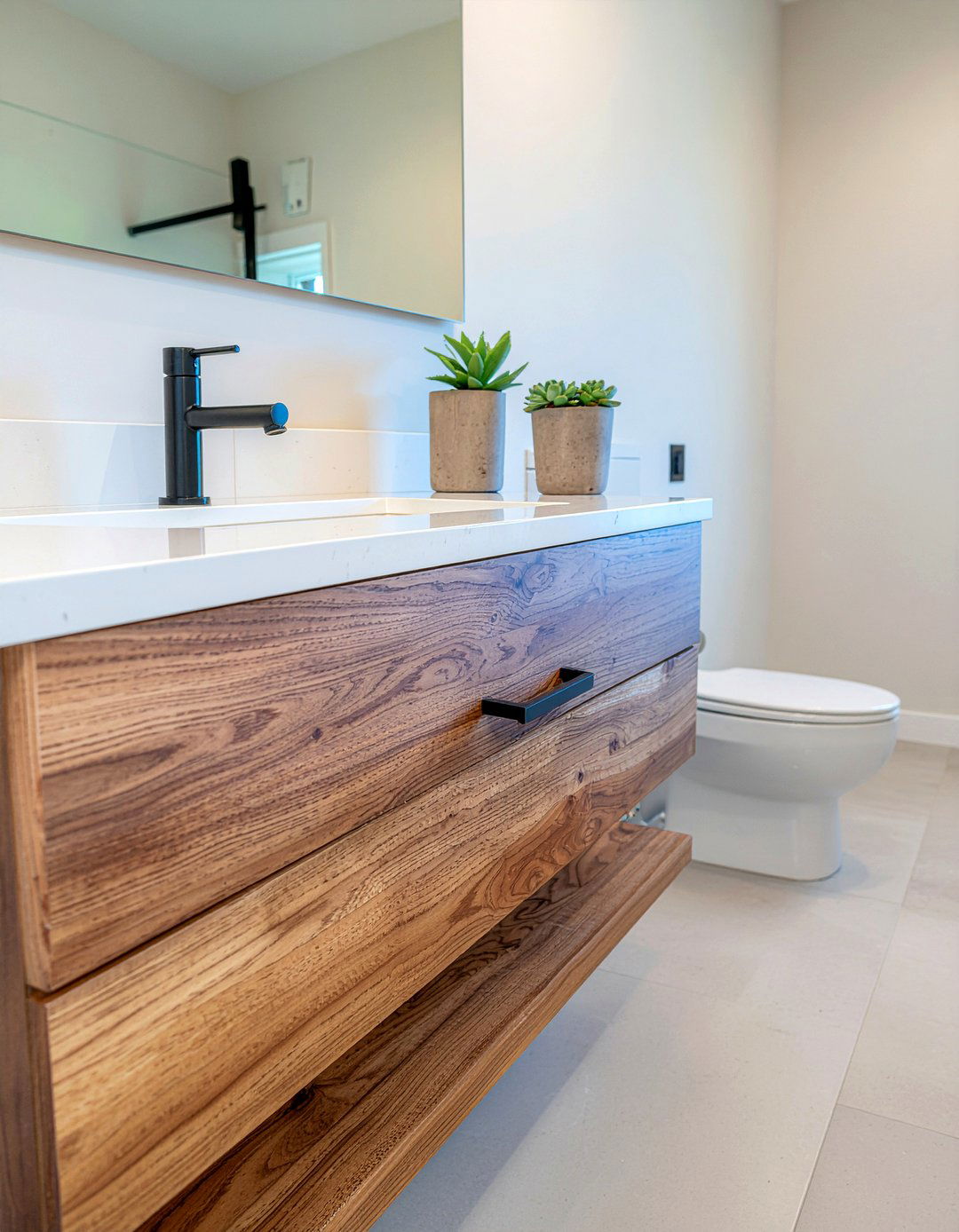 Floating Wood Shelves - 30 small bathroom maximization ideas