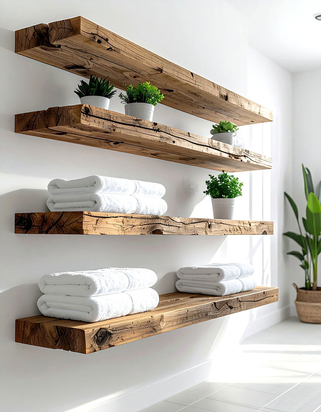 Floating Wood Shelves Bathroom - 30 rustic bathroom ideas