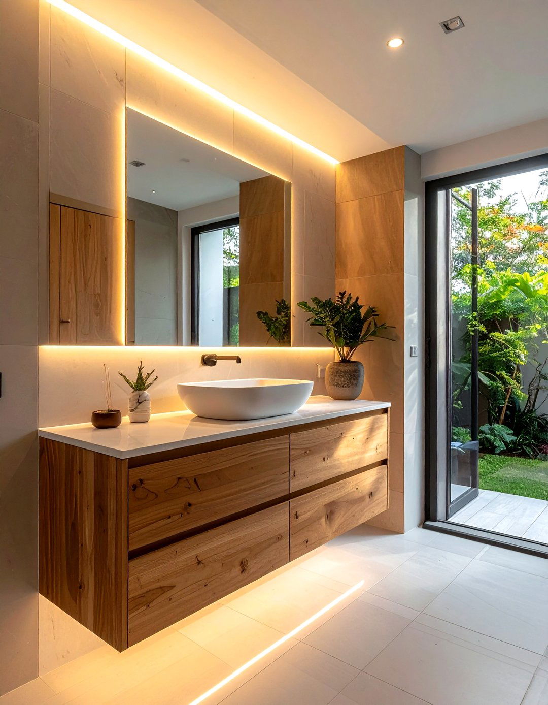 Floating Wood Vanity - 30 California bathroom ideas