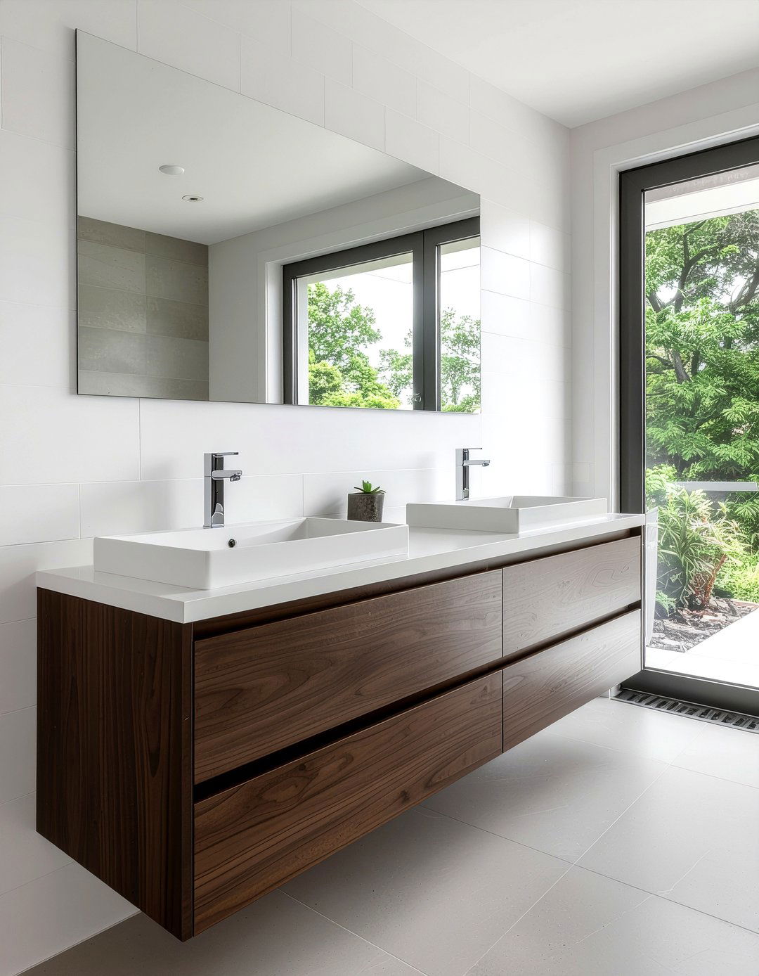 Floating Wood Vanity - 30 bathroom emerging trend ideas