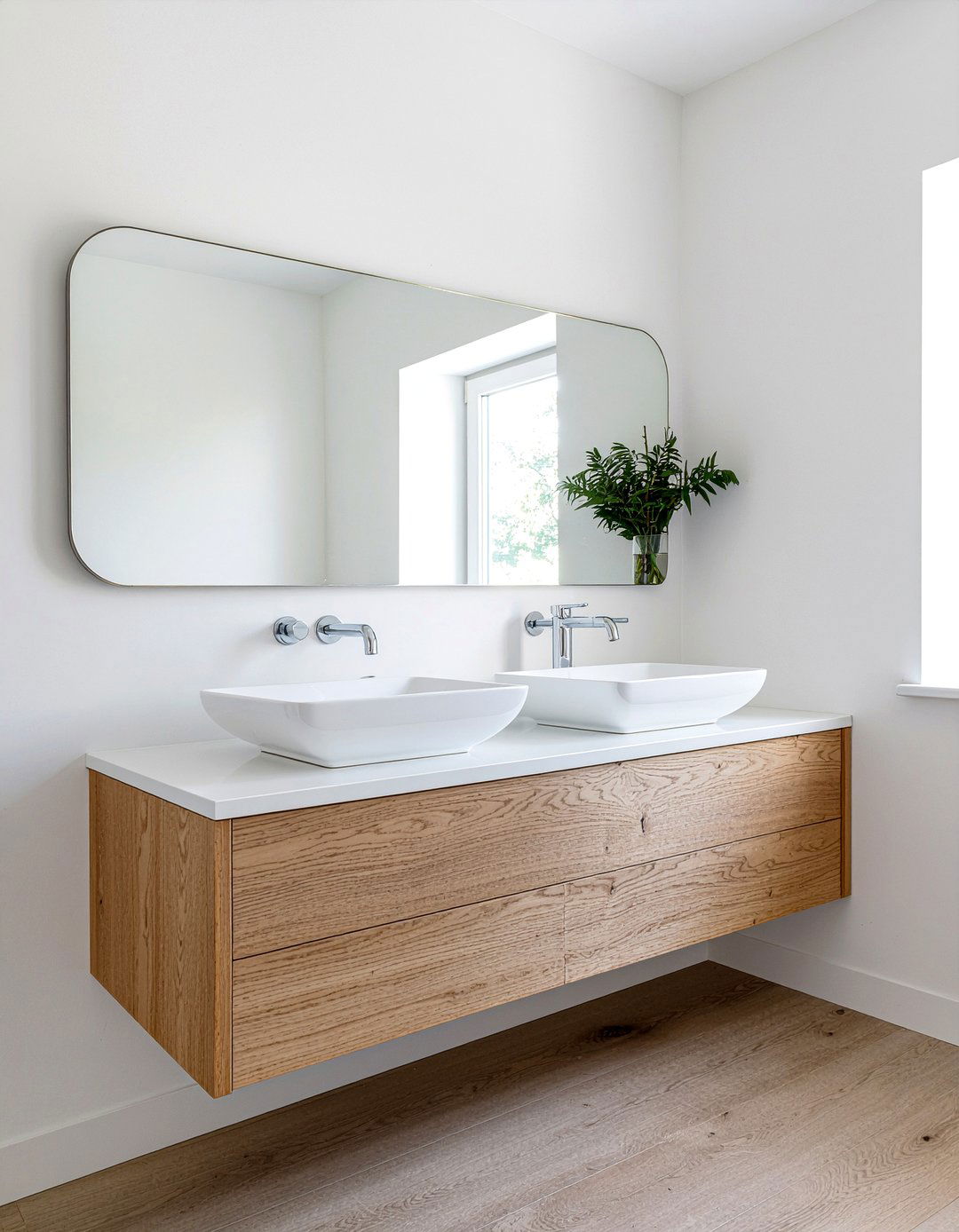 Floating Wood Vanity - 30 minimalist bathroom ideas