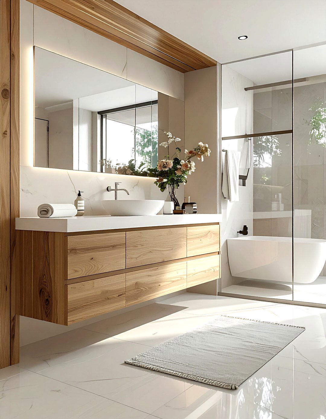 Floating Wood Vanity - 30 one-of-a-kind bathroom ideas