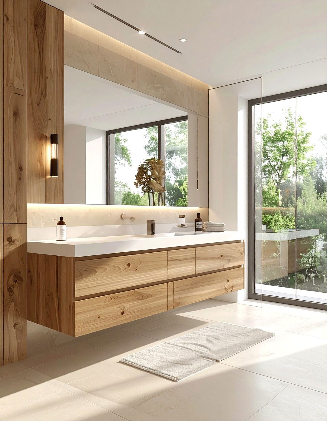 Floating Wood Vanity - 30 single vanity ideas