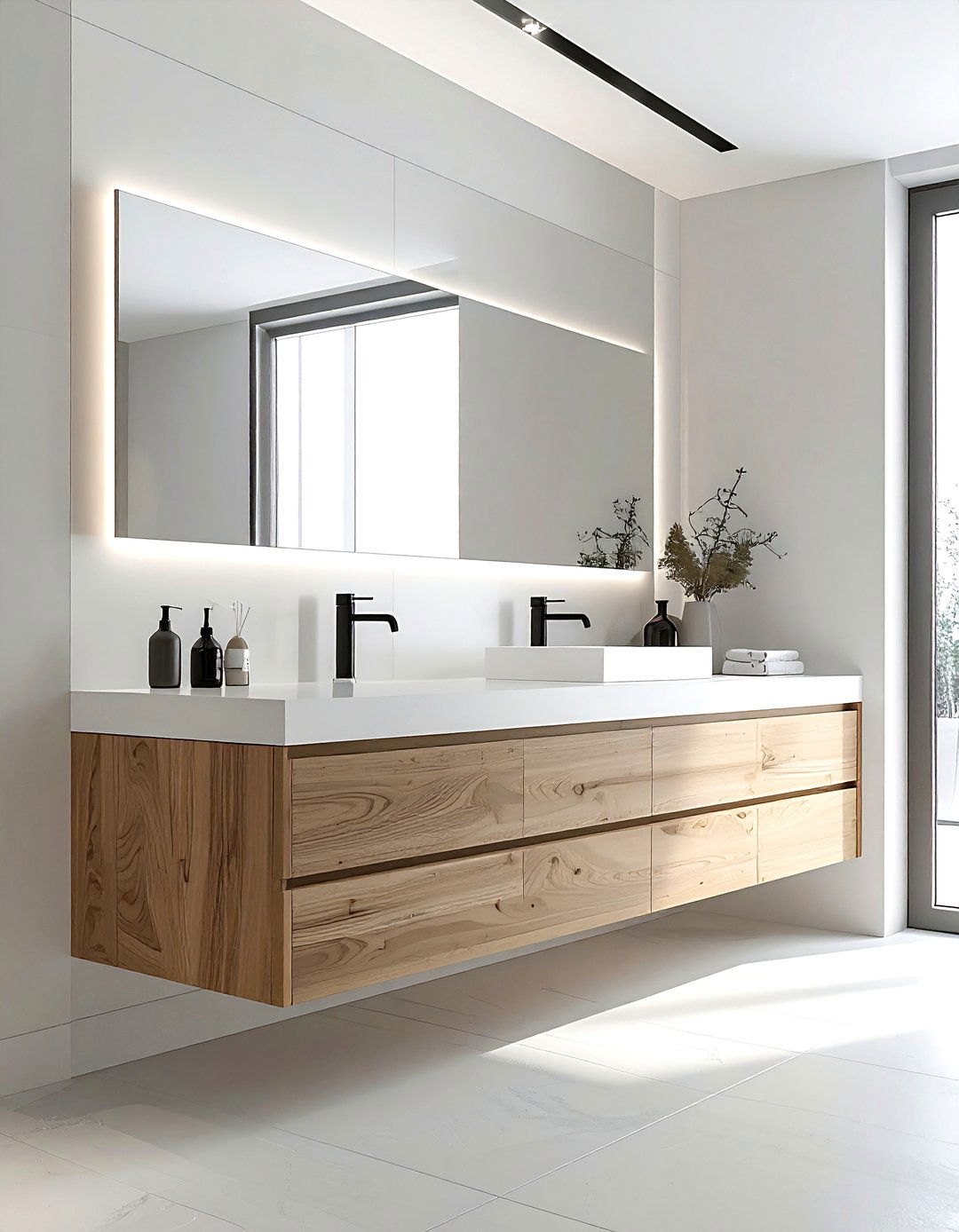 Floating Wood Vanity - 30 bathroom redesign ideas