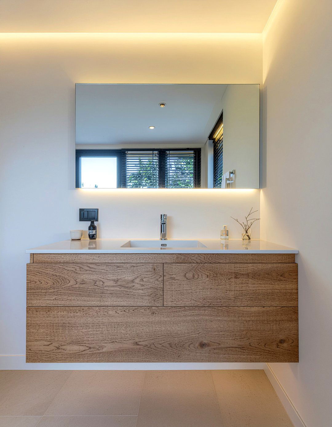 Floating Wood Vanity With Lighting - 30 resort bathroom ideas