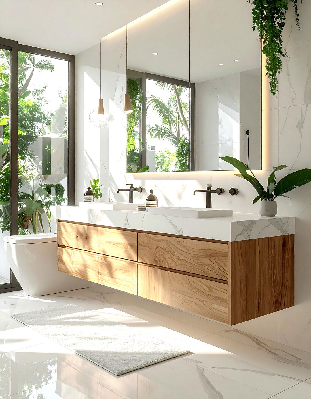 Floating Wood Vanity - 30 airy decor ideas