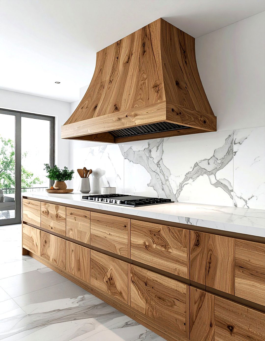 Floating Wood Vent Hood - 30 wood hood kitchen ideas
