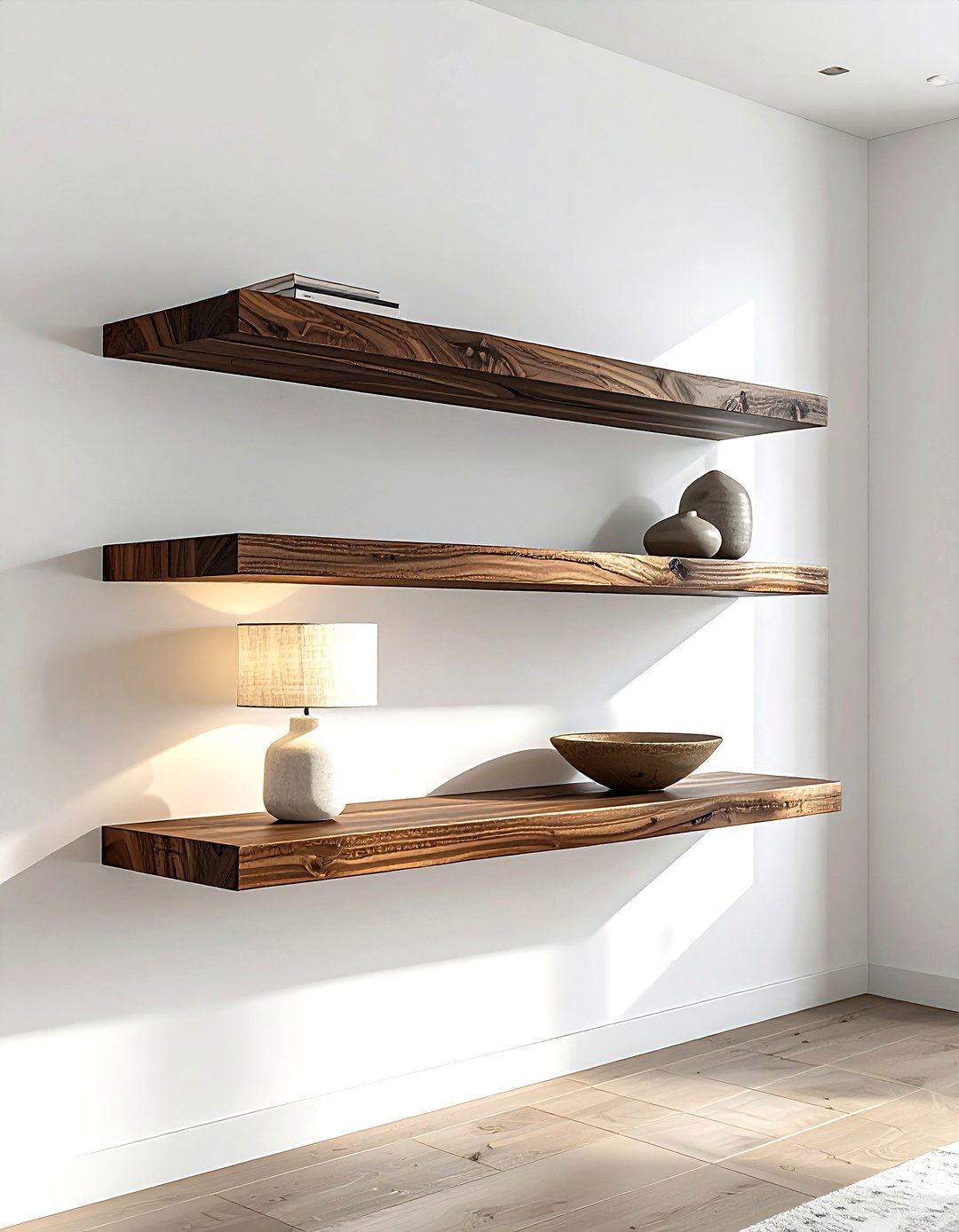 Floating Wooden Shelves - 30 small entryway ideas