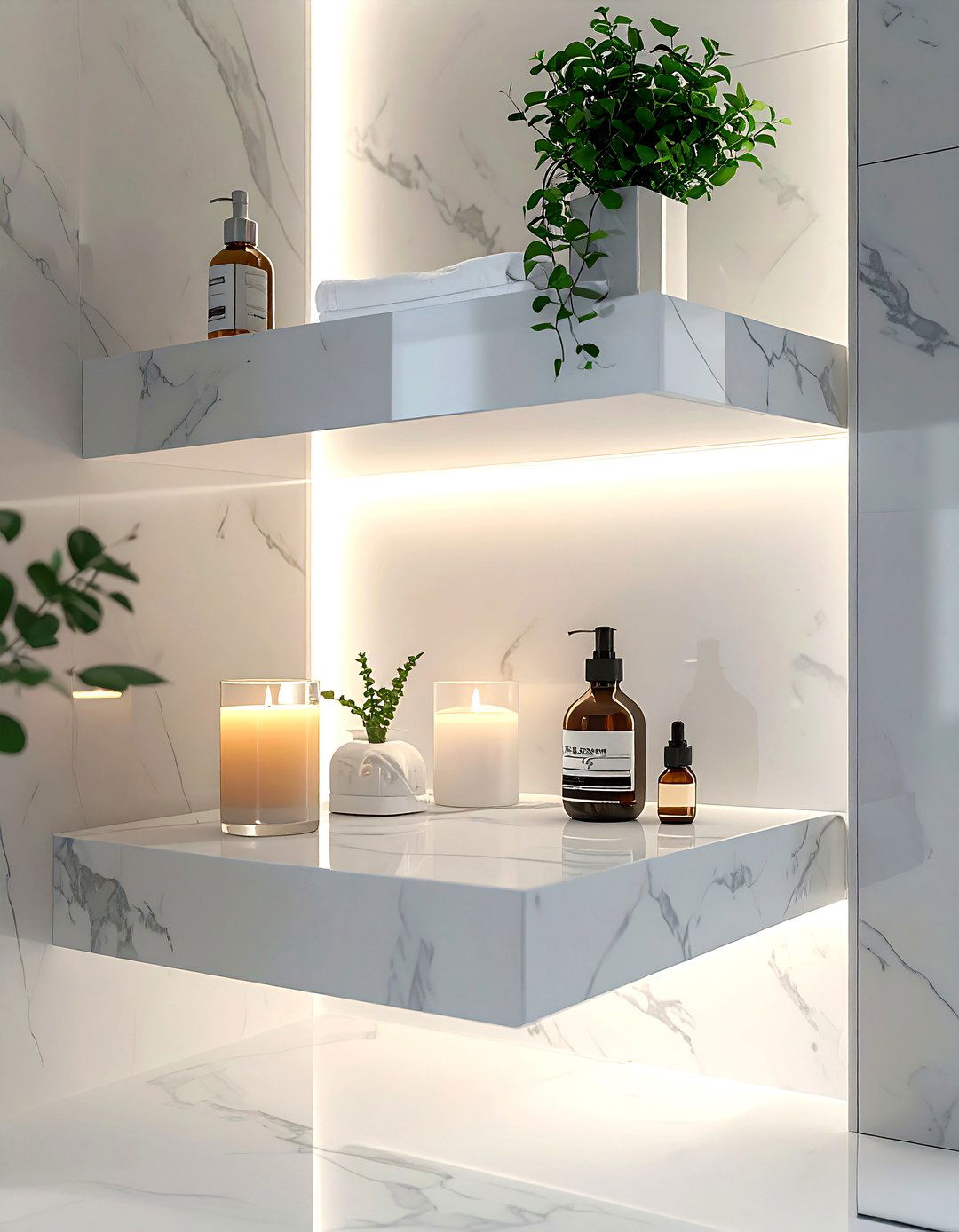 Floating bathroom shelf - 30 bathroom vertical storage ideas