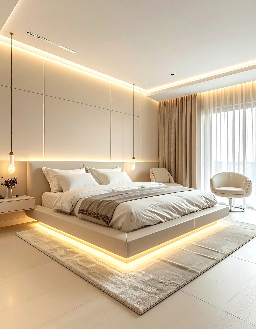 Floating bed cream bedroom - 30 contemporary cream bedroom ideas