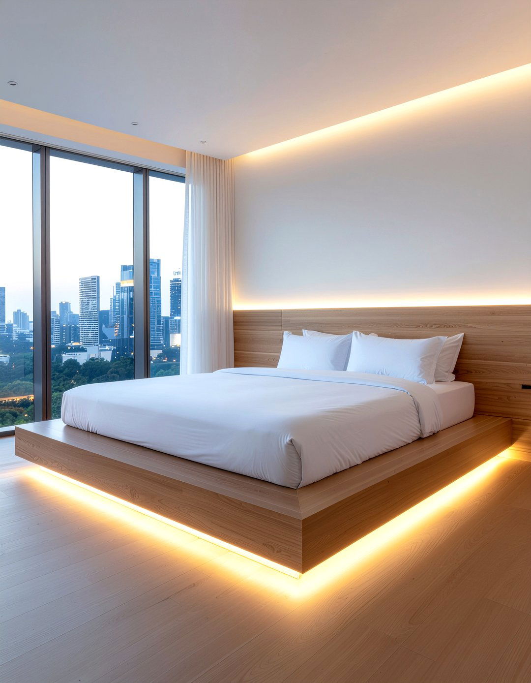 Floating bed fairy lights - 30 bedroom fairy lights ideas