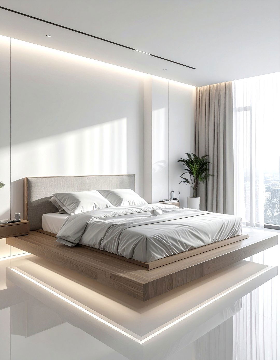 Floating bed in middle of room - 30 bedroom furniture placement