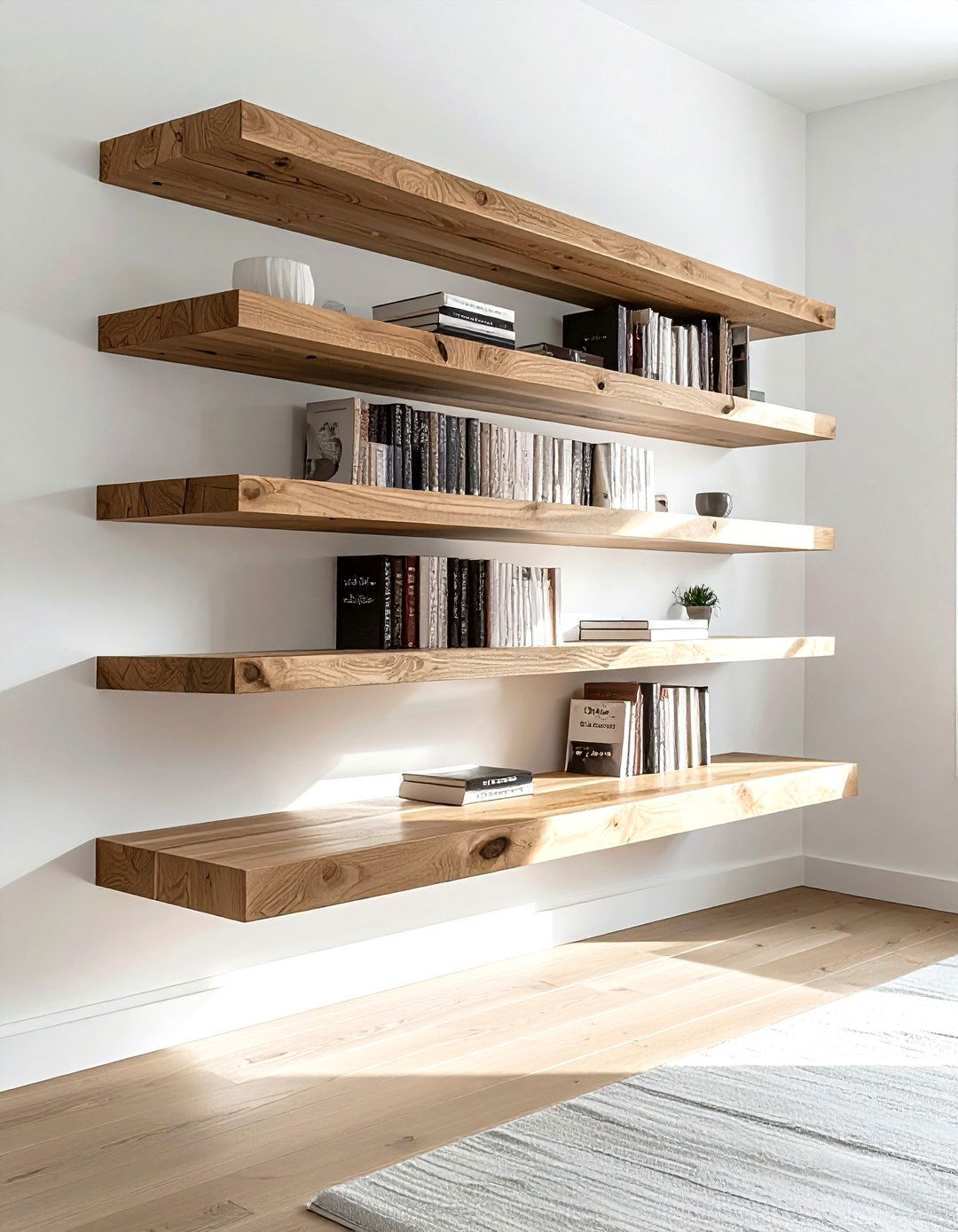 Floating book shelf - 30 book collection display ideas