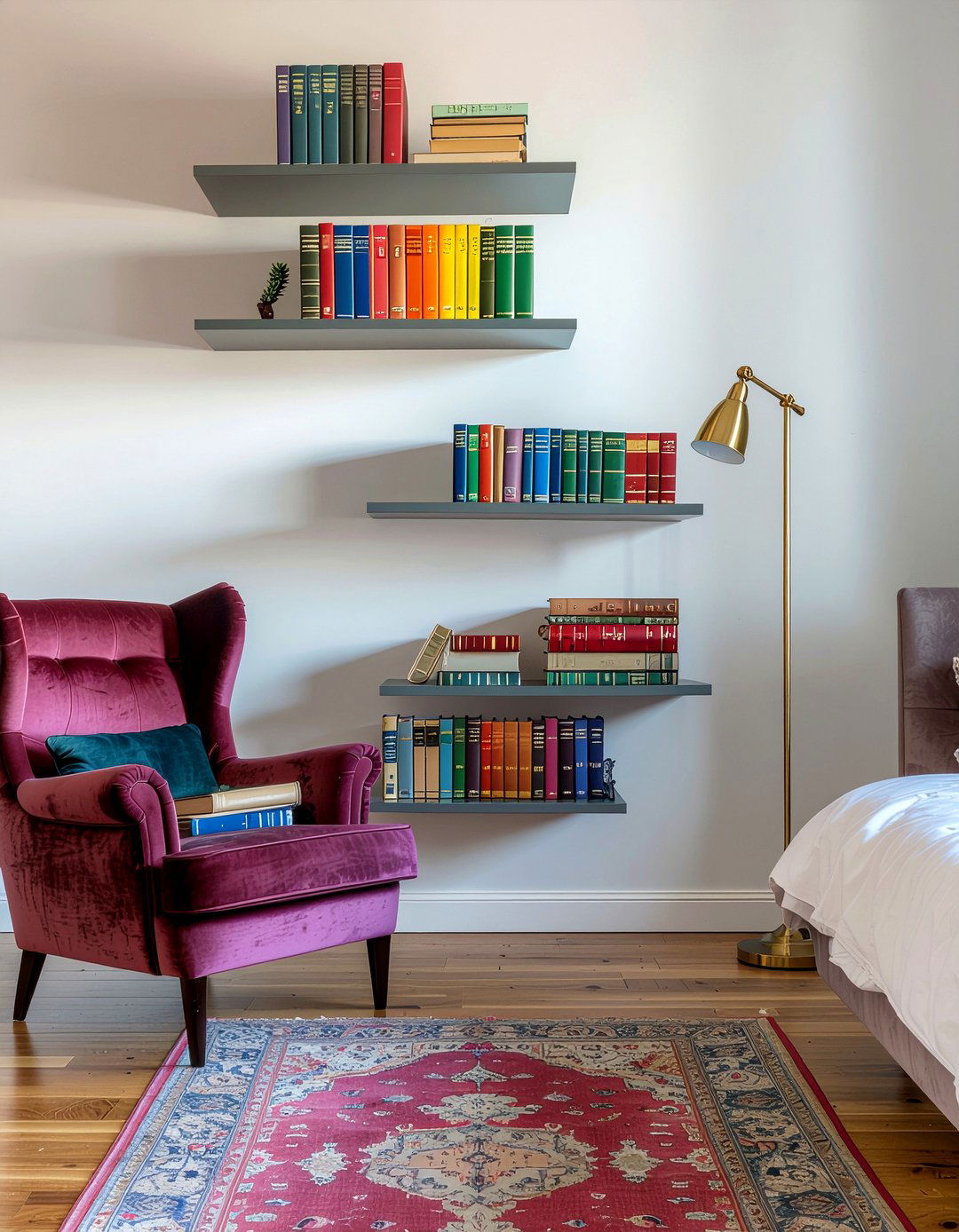 Floating book wall - 30 bedroom hobby display ideas