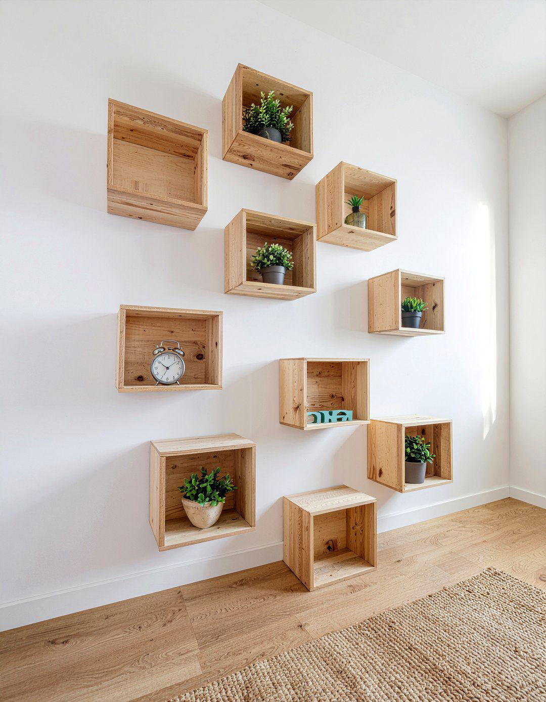 Floating box shelf wall unit - 30 living room wall unit ideas