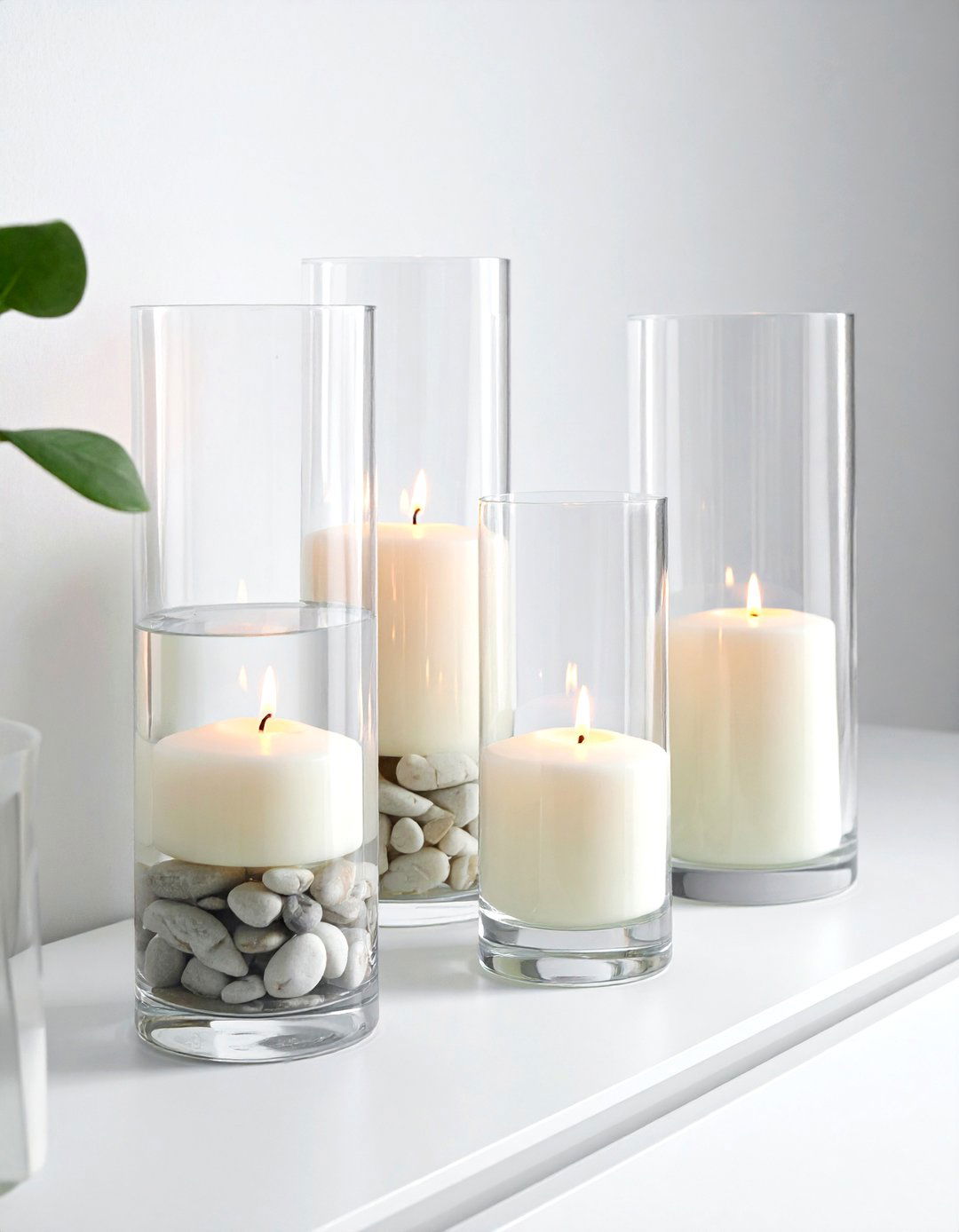 Floating candles in glass cylinder - 30 candle arrangement ideas