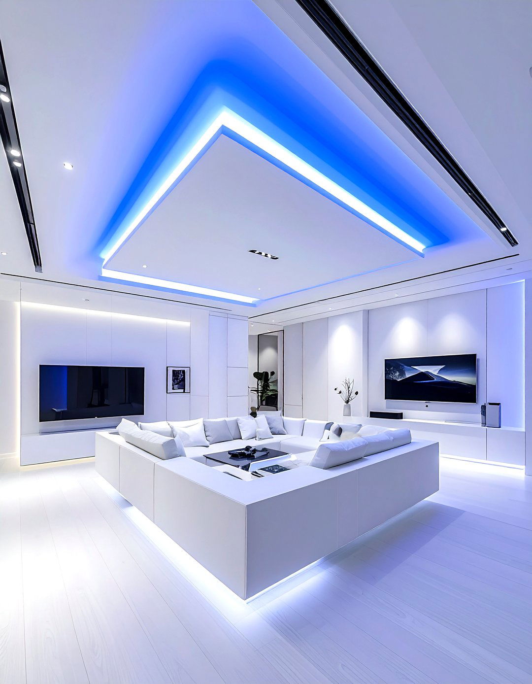 Floating ceiling panel - 30 living room smooth ceiling ideas