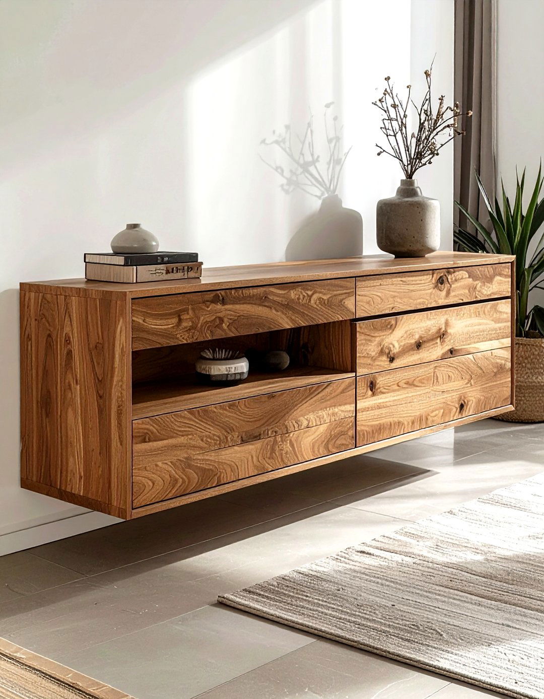 Floating credenza - 30 living room clever storage ideas