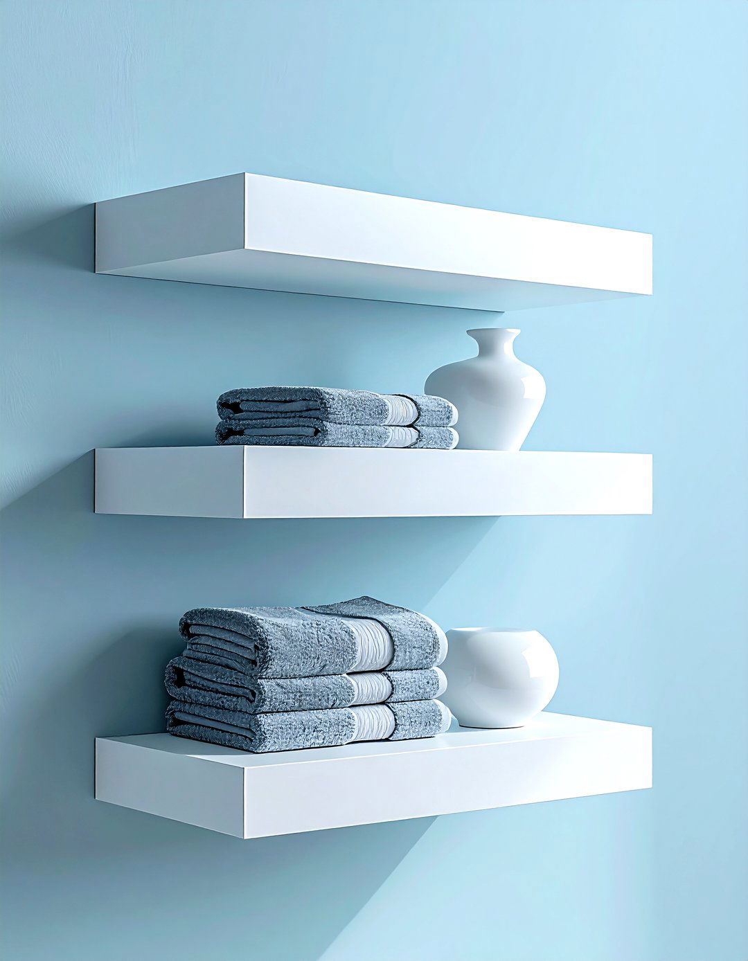 Floating cube shelf - 30 bathroom overhead storage ideas