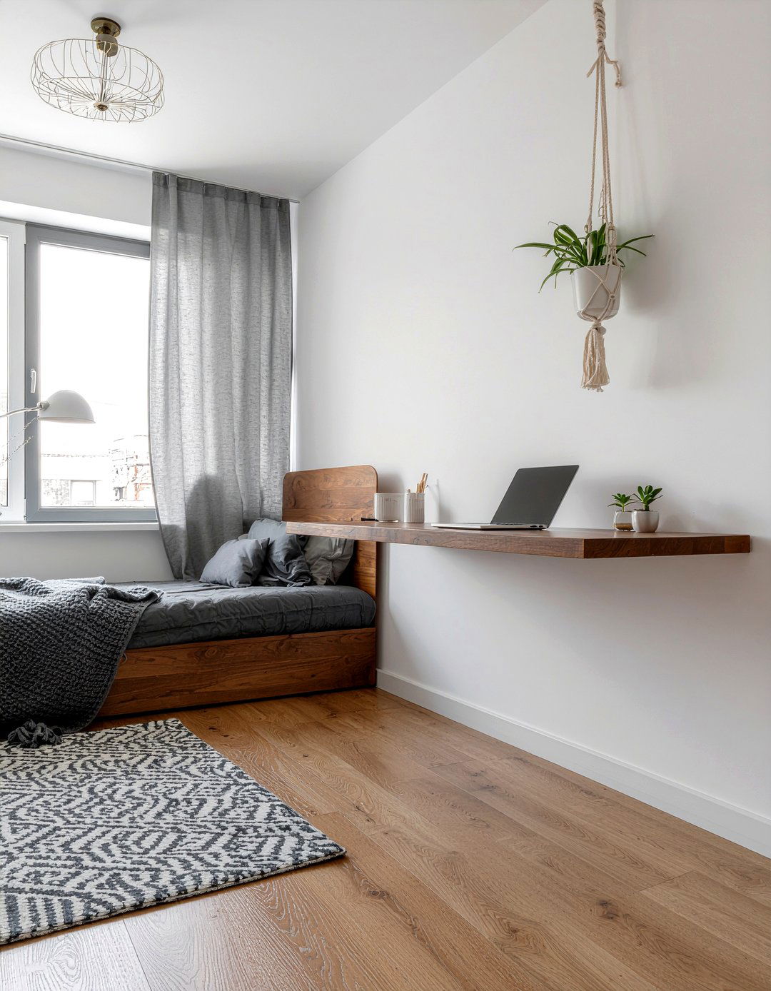 Floating desk for small space - 30 bedroom office combo ideas