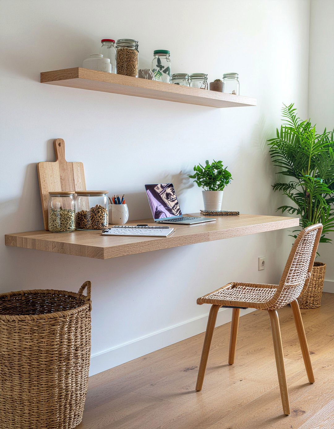 Floating desk with shelves - 30 bedroom shelving ideas