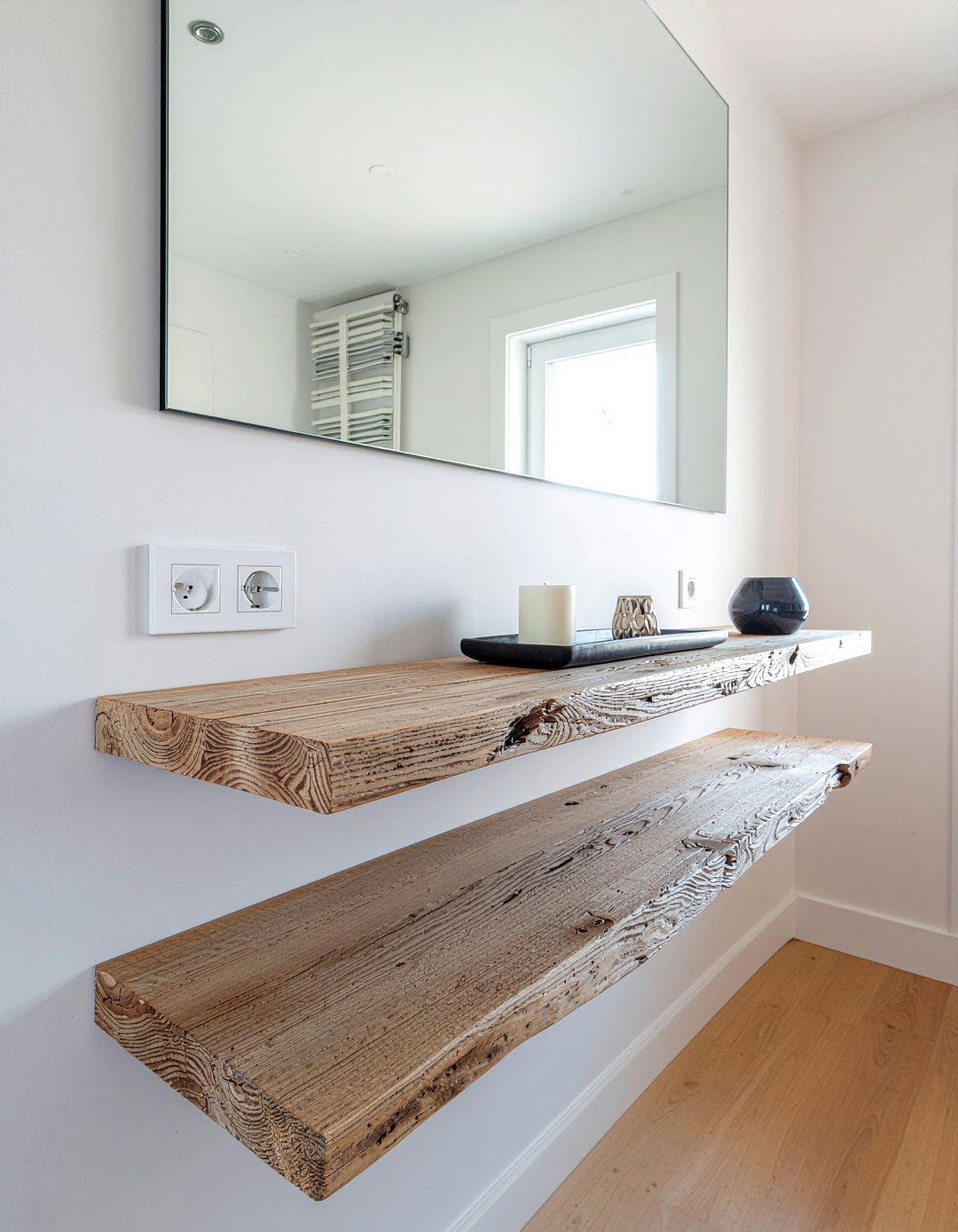 Floating entryway shelf - 30 living room entry table ideas